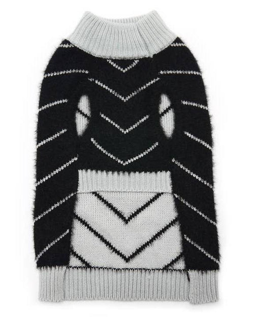 Black Chevron Mohair Dog Sweater. best mohair sweaters for chihuahuas 