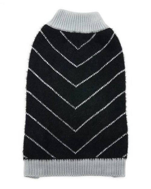 Black Chevron Mohair Dog Sweater. corgi mohair sweater 