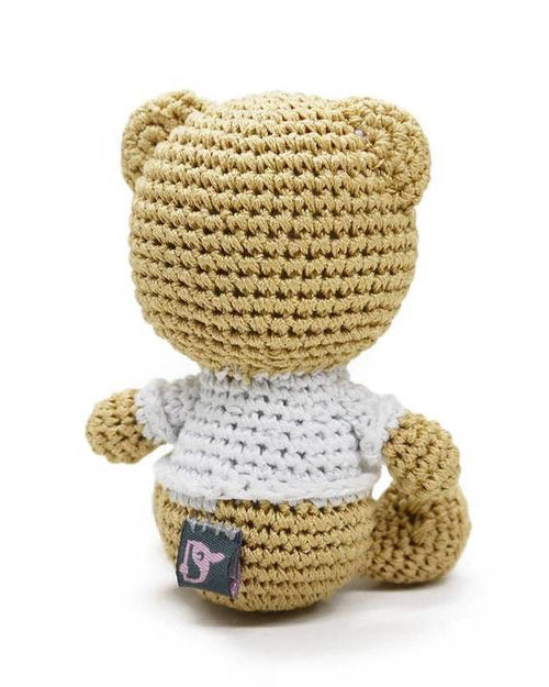 Teddy Bear Crochet Dog Toy, a delightful toy for dogs, combining play and comfort in one adorable design.