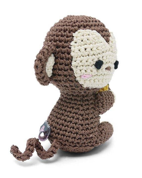 Monkey Crochet Dog Toy, a soft and durable option for dogs who love to cuddle and chew.