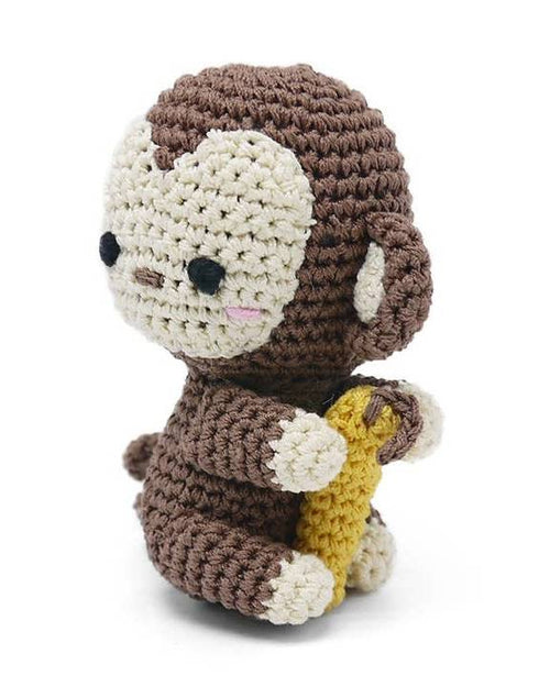 Monkey Crochet Dog Toy, a playful and safe chew toy for dogs that love to have fun.