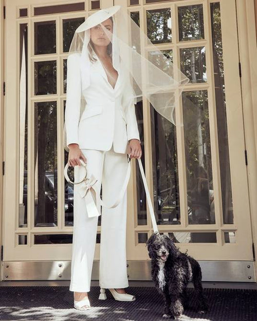 Elegant white wedding leash for small and medium-sized dogs, perfect for your pup&