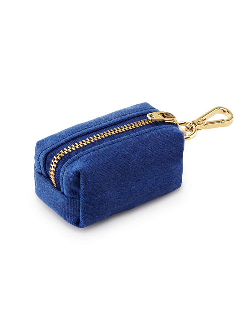 Waxed blue cotton canvas is complete with elevated brass hardware. Sleek clasp easily attaches to your leash&