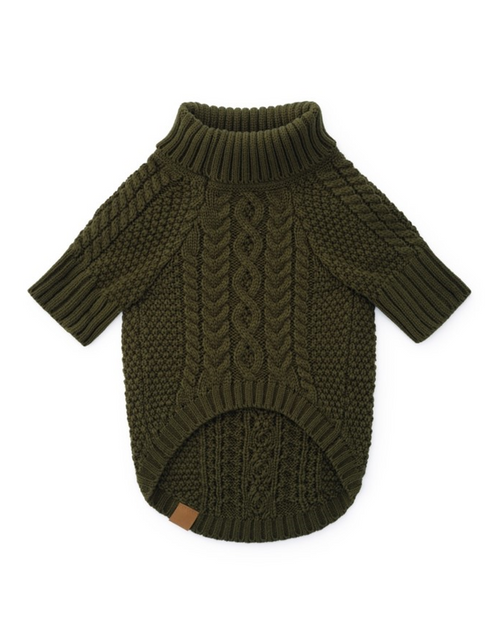 olive cable knit sweater, ready for fall adventures with a stylish turtleneck