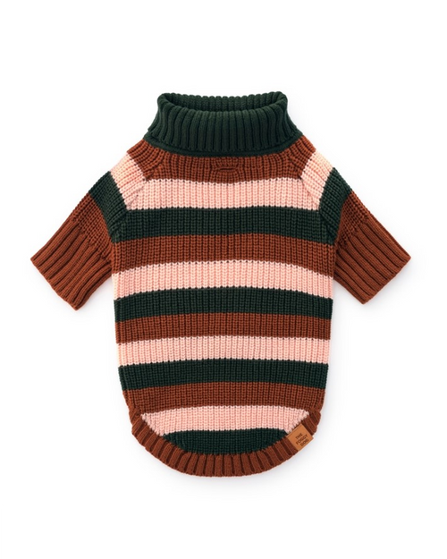 Stylish Bold Stripe Dog Sweater, a fashionable choice for chilly days with your furry friend.