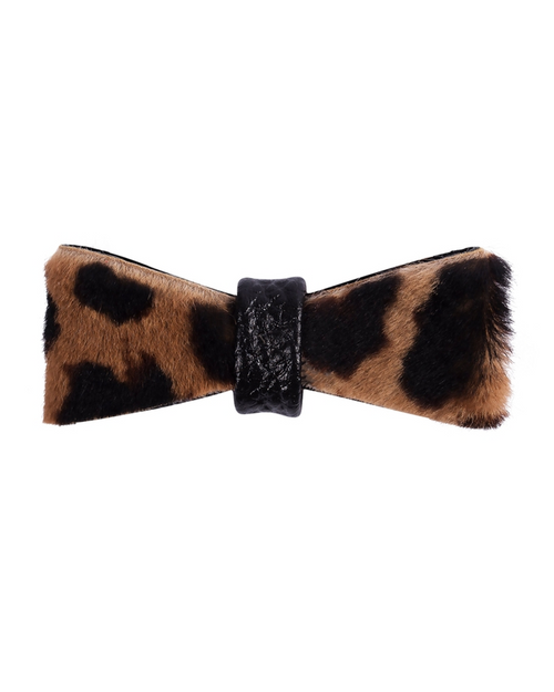 Stylish brown pony hair bowtie for dogs, perfect for events