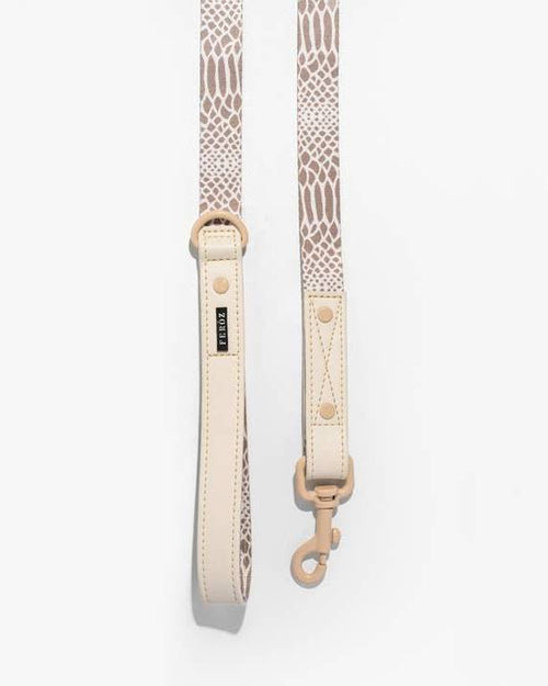 Elegant neutral snake dog leash, great for fashionable dogs like Pugs and Chihuahuas.