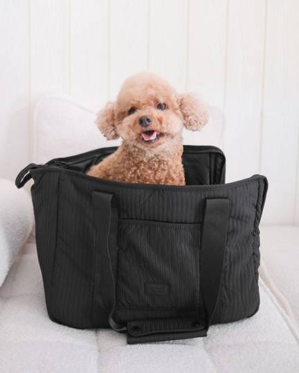 Chic black dog carrier bag, designed for both style and practicality for your pup