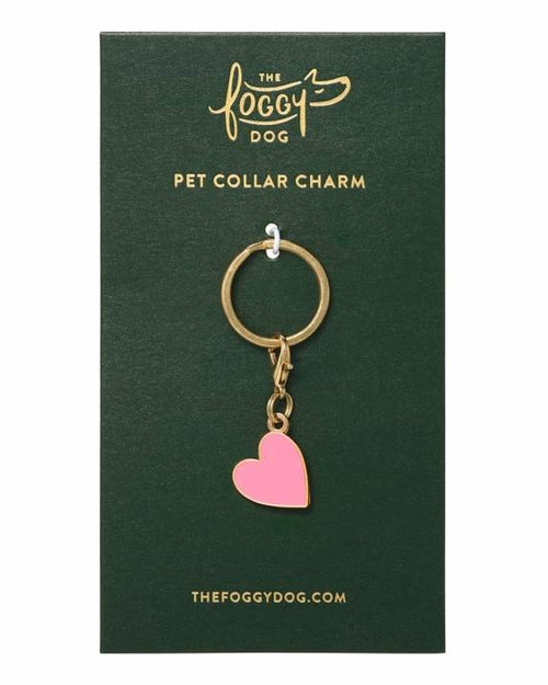 Charming pink heart collar charm for small breeds like Pugs and Beagles