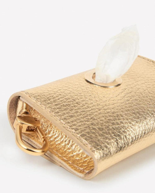 Sleek gold waste bag holder with durable design, perfect for Chihuahuas or Cavalier King Charles Spaniels.