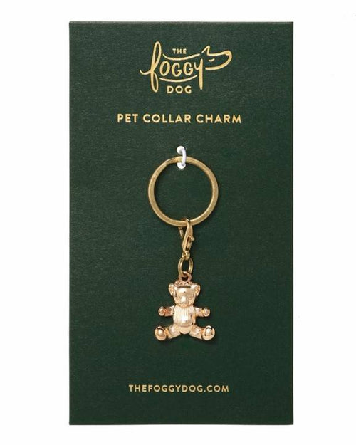 Gold bear charm for small to medium-sized dogs like Cocker Spaniels and French Bulldogs.