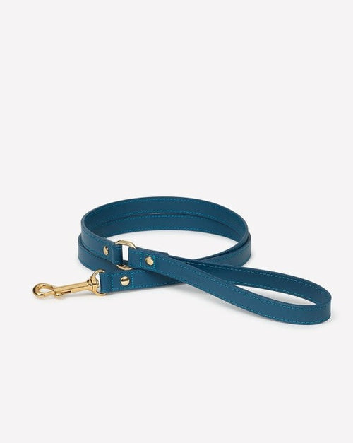 Nara Blue Leather Dog Leash 