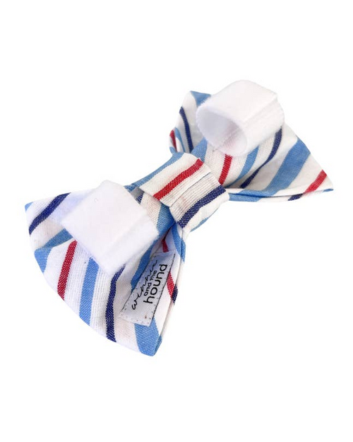 Americana Striped Dog Bow Tie - Bold red, white, and blue stripes for a stylish touch this patriotic season.