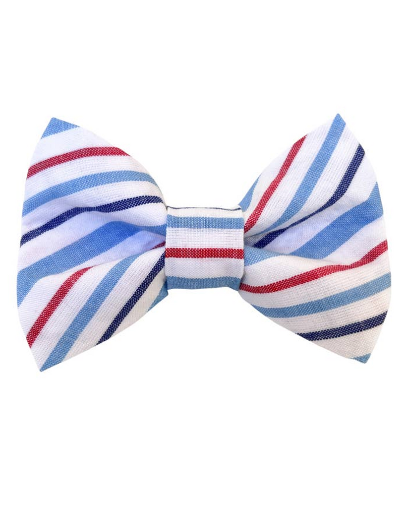 Take Bow Red + Blue Striped Bow Tie