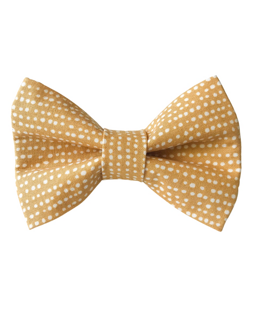 Small and medium dog bow tie in tan and white dots, perfect for adding a stylish touch to your pet&