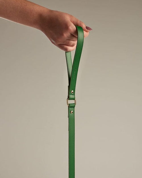 Nara Green Leather Dog Leash