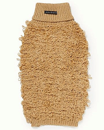 Starlet Metallic Gold Curly Knit Jumper Christmas sweater for Chihuahuas, perfect for festive occasions.