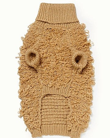 Starlet Metallic Gold Curly Knit Jumper, Christmas sweater for French Bulldogs, ideal for holiday celebrations.