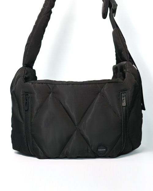 Black Quilted Crossbody Pet Carrier - A sleek, stylish, and practical carrier for your small dog!