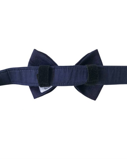 Navy linen dog bow tie, ideal for any occasion requiring a sophisticated touch.