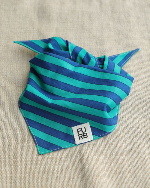 Saltwater Taffy Blue + Green Stripe Bandana