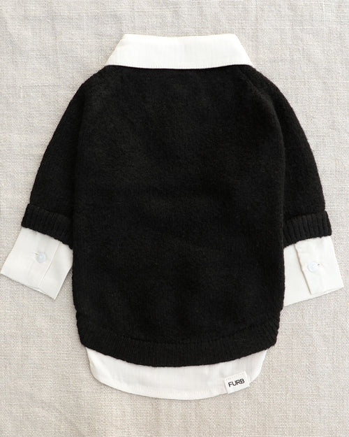 Like A Boss Two-fer Collared Black Dog Sweater