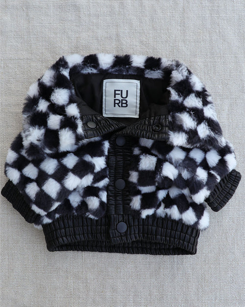 Broadway Taxi Check Faux Fur Jacket