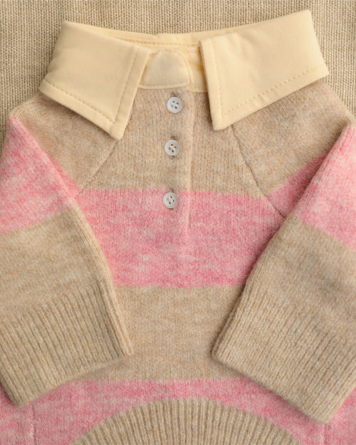 Prep School Pup Pink Striped Rugby Sweater