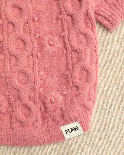 Genevieve Mauve Cable Knit Dog Sweater