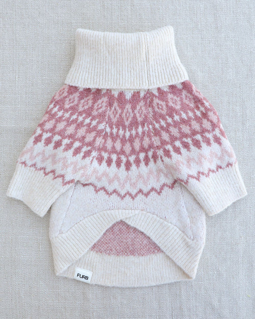 Toasty Tails Pink Fair Isle Dog Sweater