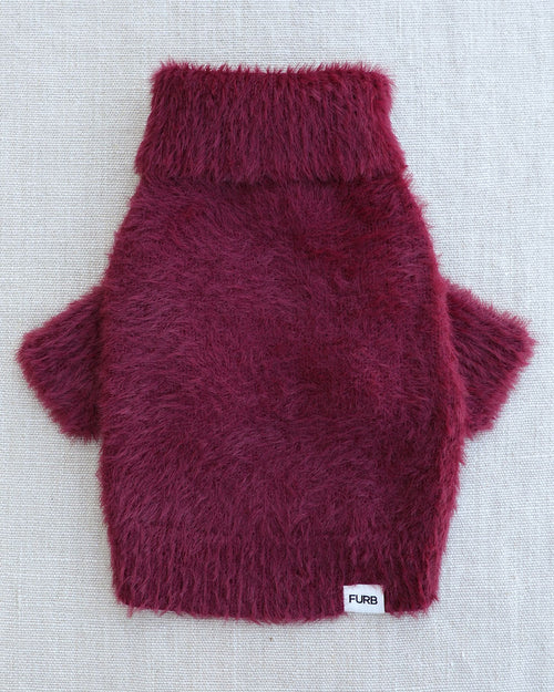 Bobbi Burgundy Eyelash Knit Dog Sweater