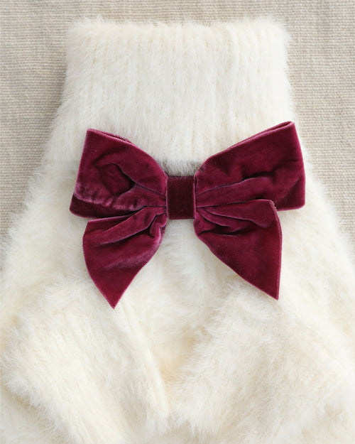 Bobbi Holiday Ivory Eyelash Knit Dog Sweater