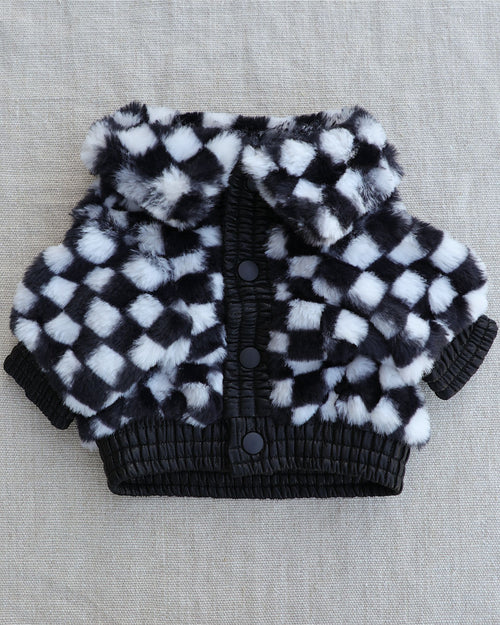 Broadway Taxi Check Faux Fur Jacket