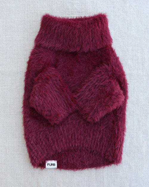 Bobbi Burgundy Eyelash Knit Dog Sweater