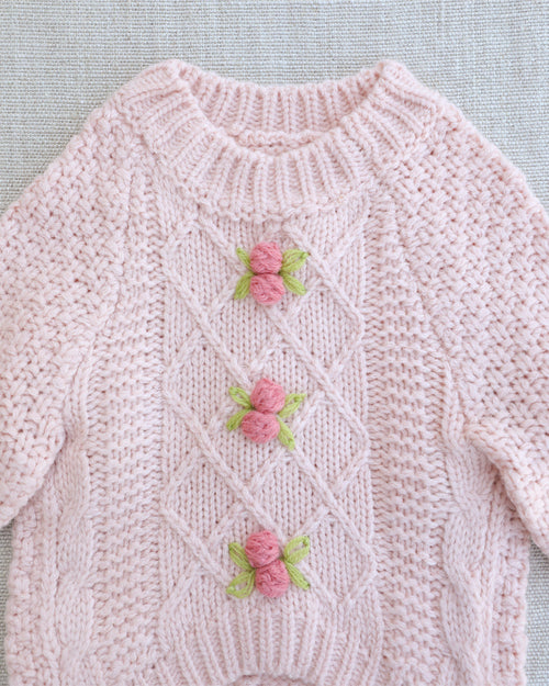 Aspen Blooms Cable Knit Sweater