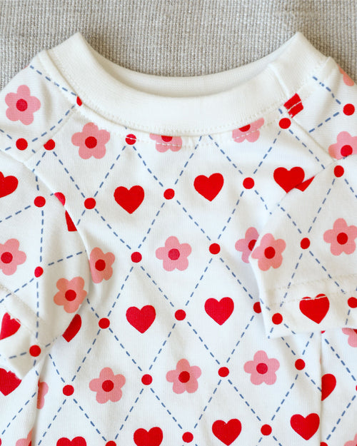 Casual Cutie Heart Argyle Dog T-Shirt