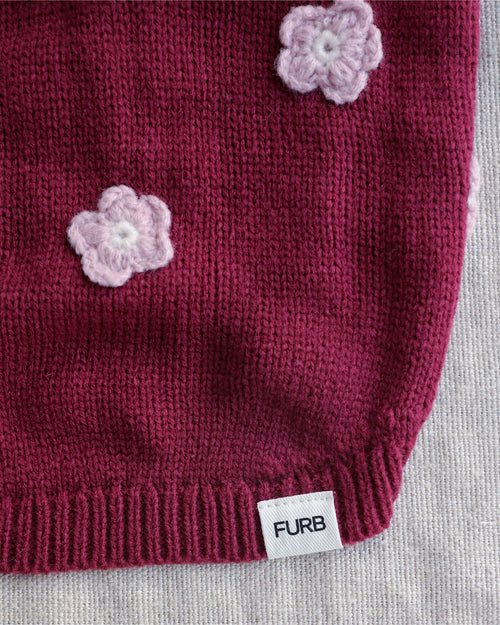 Petal Perfect Burgundy Daisy Dog Sweater