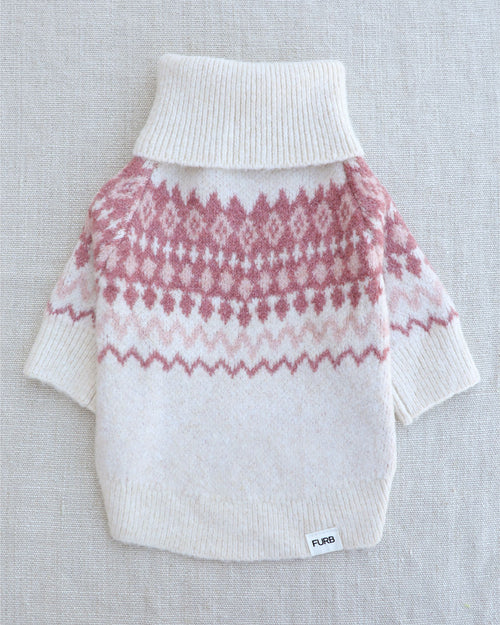 Toasty Tails Pink Fair Isle Dog Sweater