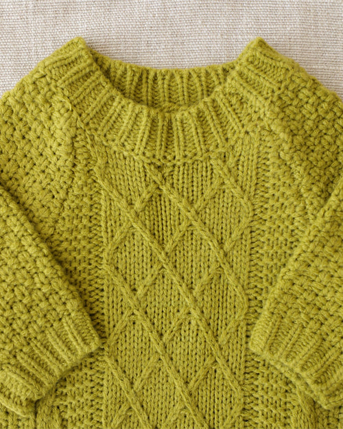 Aspen Chartreuse Cable Knit Sweater