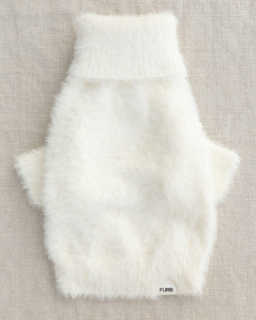 Bobbi Holiday Ivory Eyelash Knit Dog Sweater