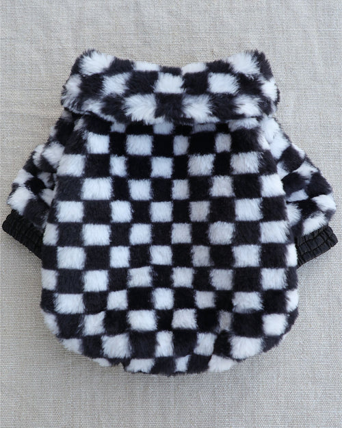 Broadway Taxi Check Faux Fur Jacket