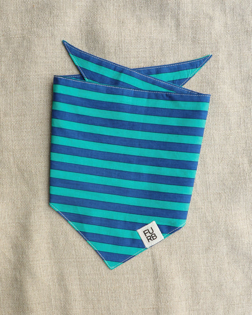 Saltwater Taffy Blue + Green Stripe Bandana