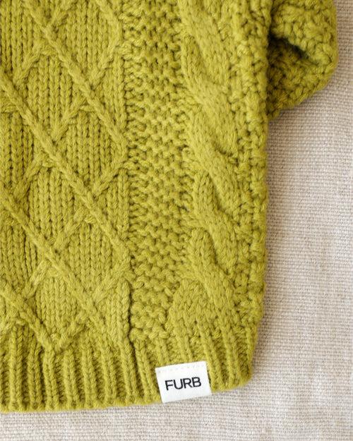 Aspen Chartreuse Cable Knit Sweater