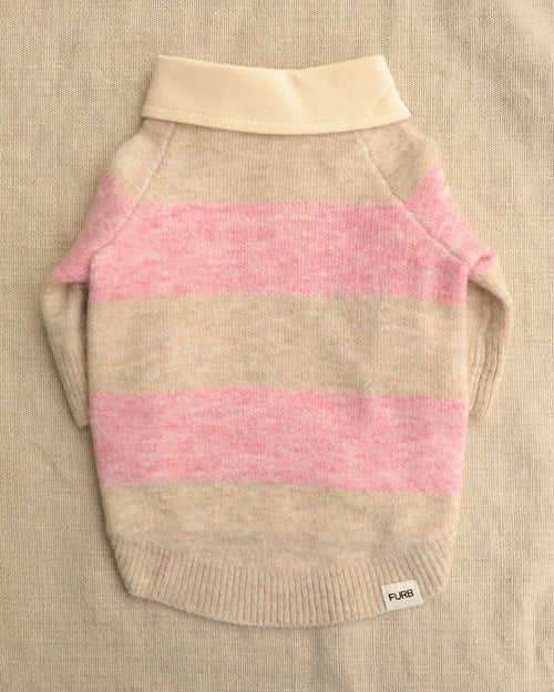 Prep School Pup Pink Striped Rugby Sweater