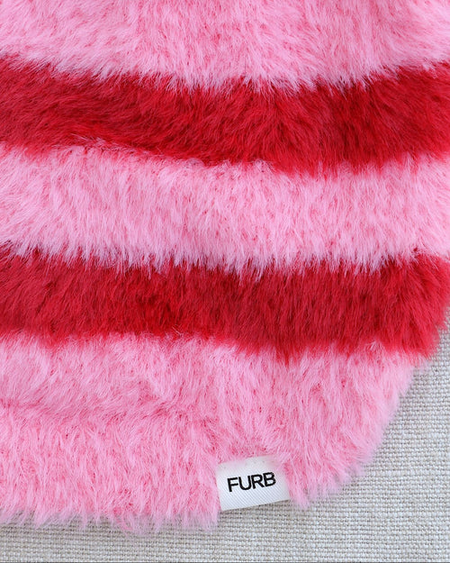 Finley Pink + Red Eyelash Striped Dog Sweater