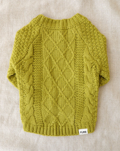 Aspen Chartreuse Cable Knit Sweater