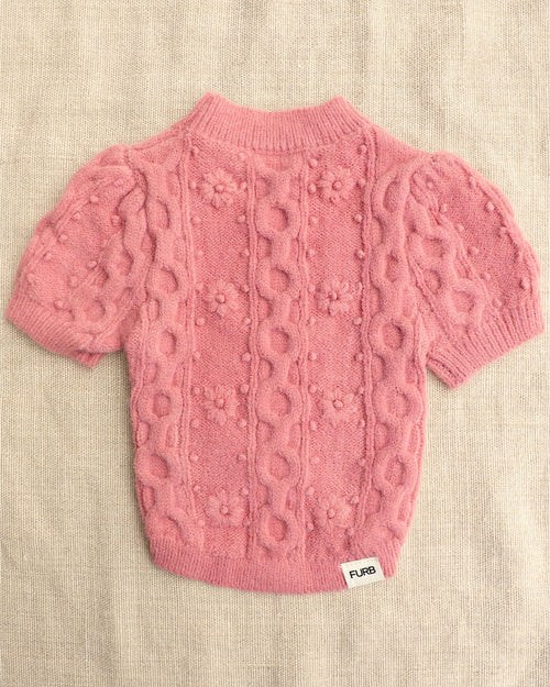 Genevieve Mauve Cable Knit Dog Sweater