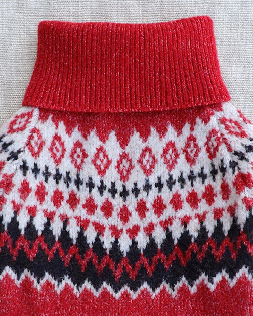 Toasty Tails Red Fair Isle Dog Sweater