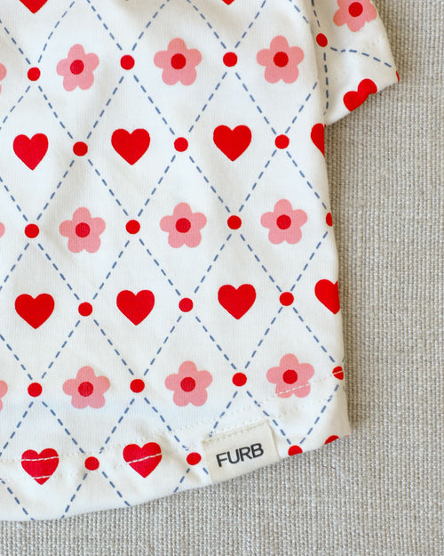 Casual Cutie Heart Argyle Dog T-Shirt