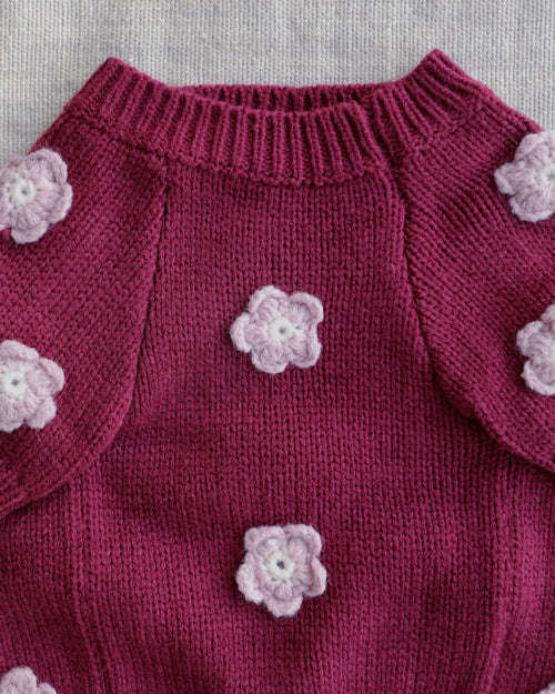 Petal Perfect Burgundy Daisy Dog Sweater
